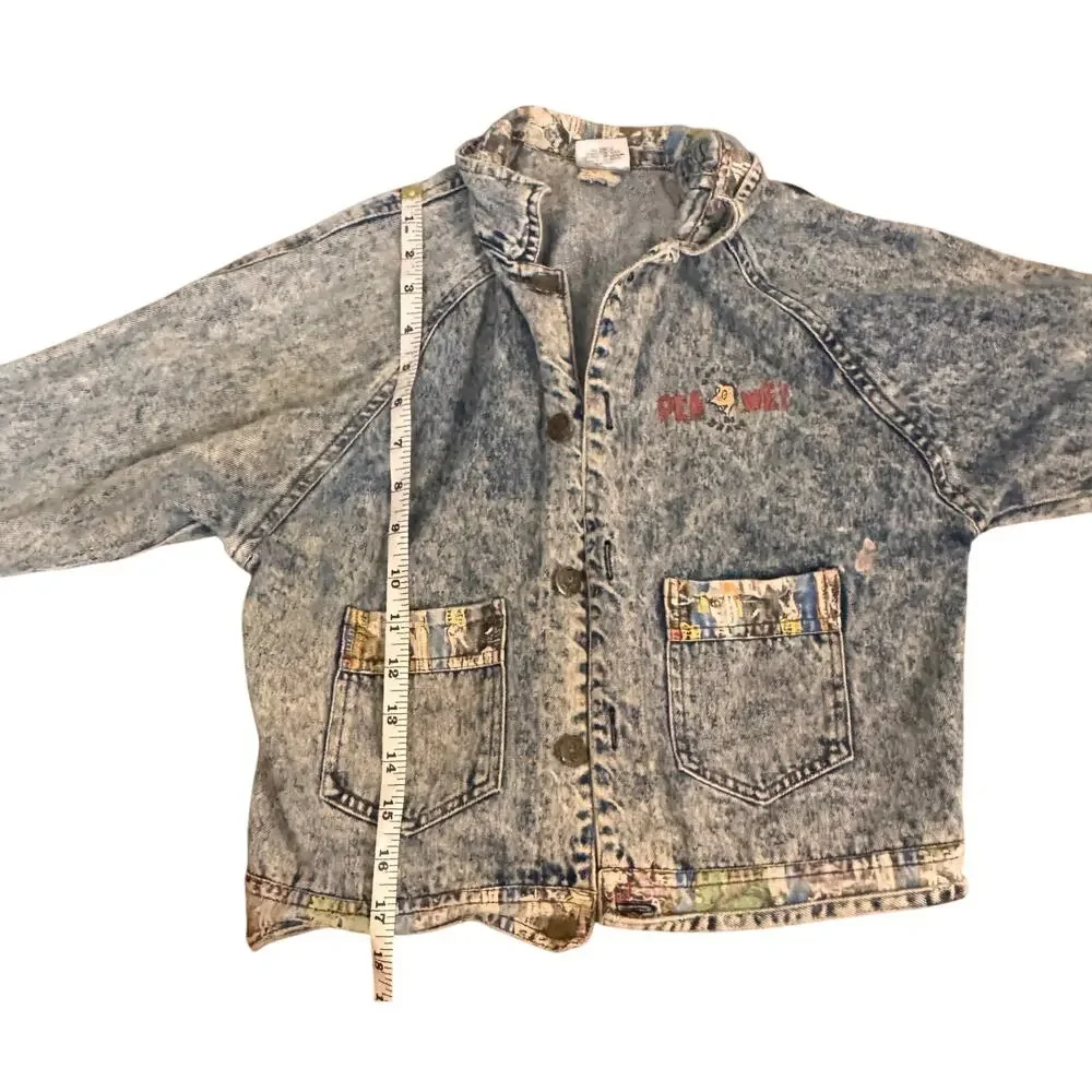 Vintage 1989 Youth Pee Wee Herman Official Brand Denim Jacket w/Back Design